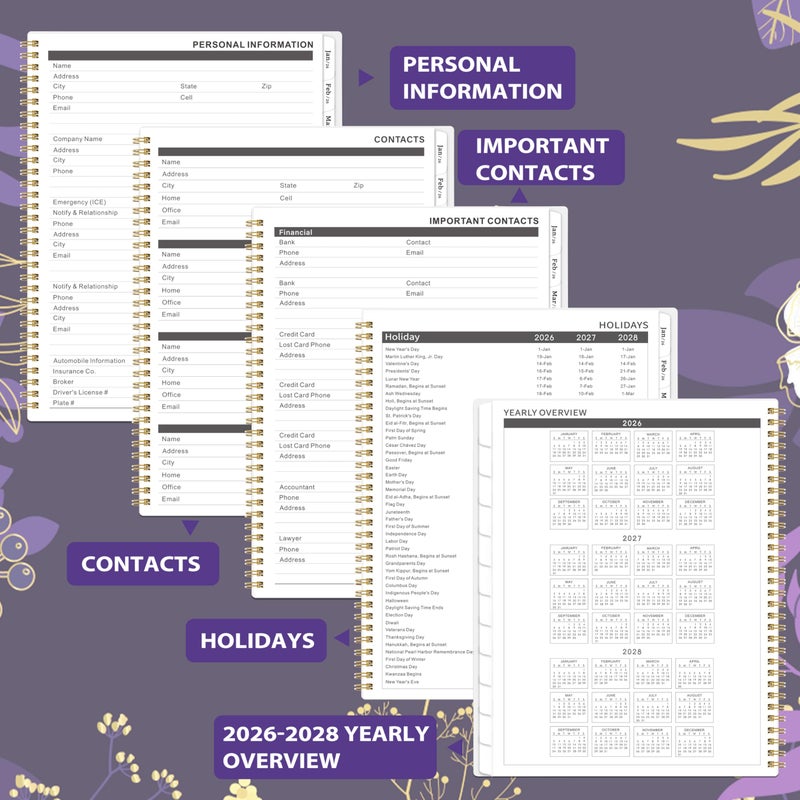 Indeme 2026-2027 Monthly Planner - 2 Year Monthly Planner/Calendar 2026-2027, Jan 2026 - Dec 2027, 11"" x 9"", 24 Months, Tabs, Back Pocket, Holidays, Twin-Wire Binding, Note Pages - Image 4